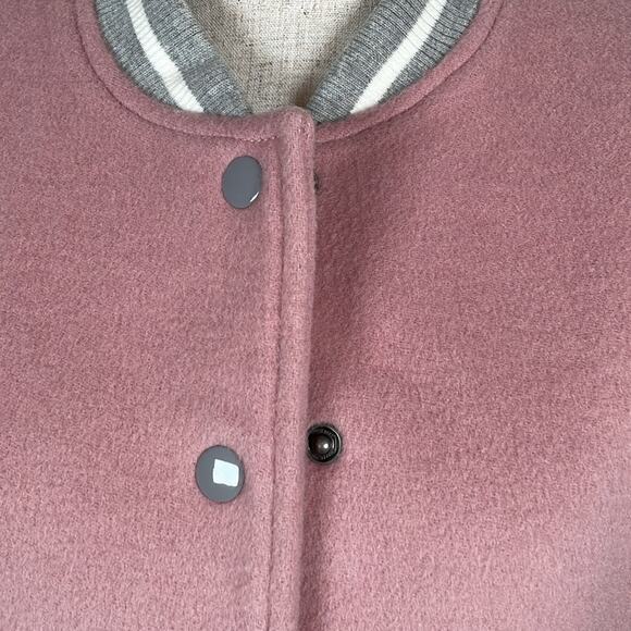 Parker Pink and Grey Wool Varsity Letterman style jacket snap front lined small - Picture 4 of 10